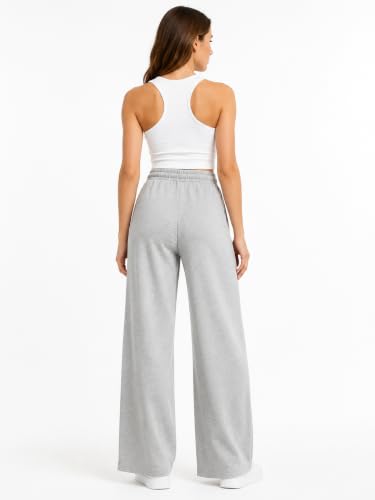 Image of Women's Cotton Wide Leg Track Pants | High Waist Palazzo Trousers with Elastic Drawstring