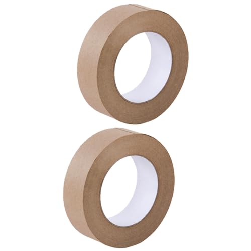 NOLITOY Cinta de Embalaje de Papel Kraft 4.8 CM Adhesivo Húmedo, 2 Rollos, Cinta de Cartón para Sellado en Manualidades y Paquetería