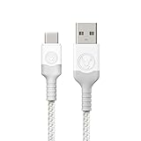 Bonelk USB to USB-C Cable (6ft/2m), Long-Life Series, Durable, Braided, FlexSR 30k Bends, Carry Pouch, Compatible with Samsung Galaxy S8, S8+, S9, S9+, Note 8, Pixel, LG, HTC, Nexus and More (White)