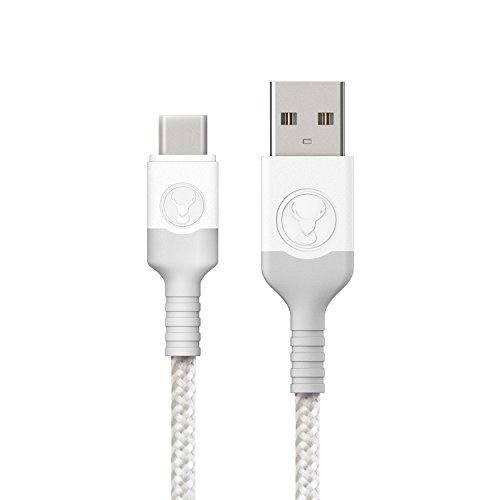 Bonelk USB to USB-C Cable (6ft/2m), Long-Life Series, Durable, Braided, FlexSR 30k Bends, Carry Pouch, Compatible with Samsung Galaxy S8, S8+, S9, S9+, Note 8, Pixel, LG, HTC, Nexus and More (White)