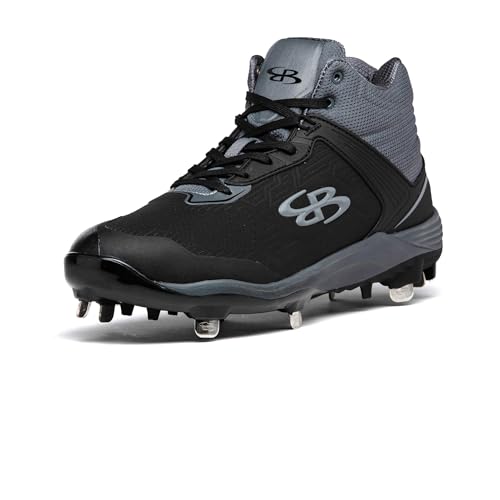 Boombah Viper Pro Men’s Metal Cleat Mid Black/Charcoal – Size 10