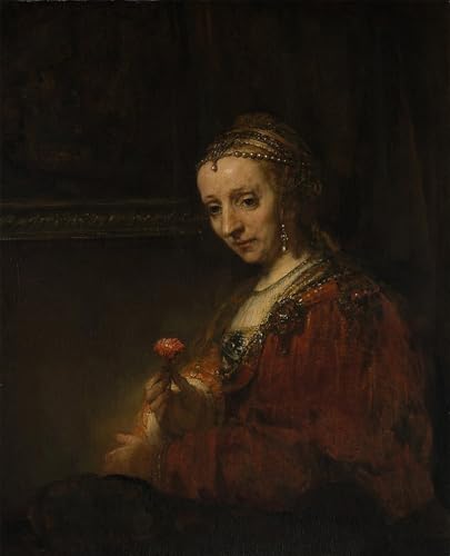 Tableaux imprimer affiche femme à la rose Rembrandt 60x90cm
