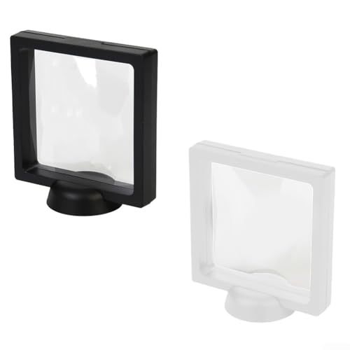 Besttoolifes Soportes flotantes 3D para monedas, medallas, sellos, joyas, soporte de marco de plástico negro de 110 x 110 mm con base multifuncional, juego de 10 unidades (negro)