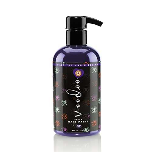 Voodoo Vegan Hair Paint - Aura (Purple) 8 fl oz | Vivid, Bright and Intense Semi-permanent direct dye color with intermixable shades to create more colors.