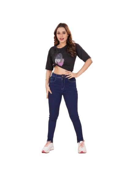 Women's Light Blue High Rise Slim Fit Stretchable Denim Jeans Sty...