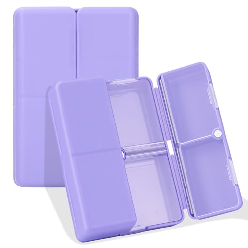 Image of FYY Travel Pill Organizer, 7 Compartments Pill Box Medicine Case-Purple