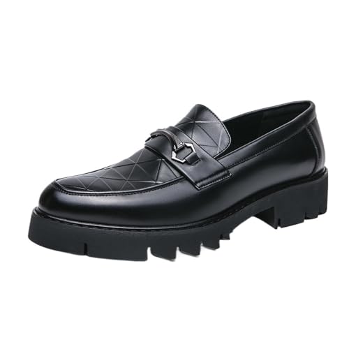 Formal Shoes for Men Men's Slip-On Orthopedic Dress Shoes, Comfortable Leather Oxford Loafers, Non-Slip Business Work Shoes, Low Top Casual Walking Flats with Block Heel