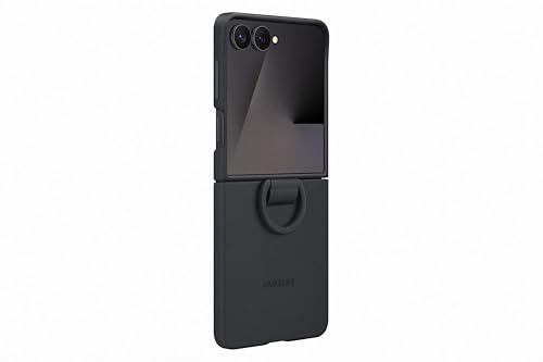 Samsung EF-PF766 - Coque de Protection en Silicone avec Anneau de Support pour Smartphone Galaxy Z Flip7 - Résistante aux Chocs - Fine et adhérente - Noir