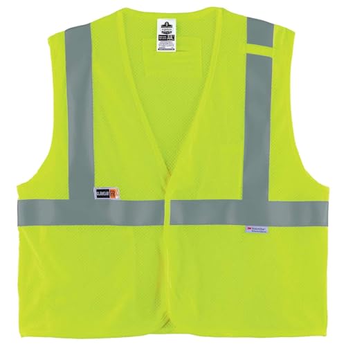 Ergodyne Safety Type R Class 2 FR Modacrylic Vest, Lime, Large-X-Large US