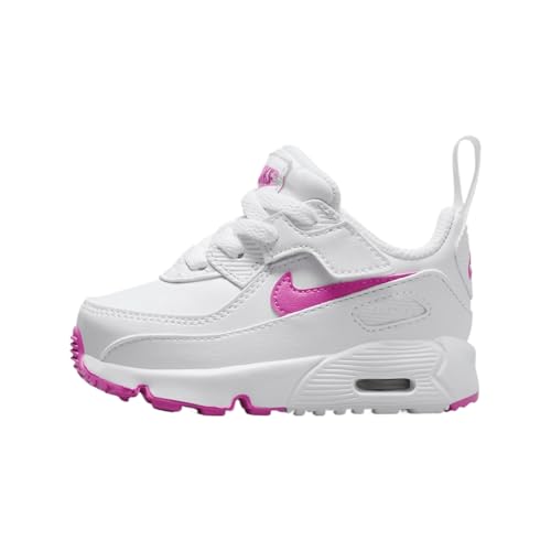 Nike Air Max 90 EasyOn Baby/Toddler Shoes (HF6359-101, Shown: White/Laser Fuchsia) Size 5