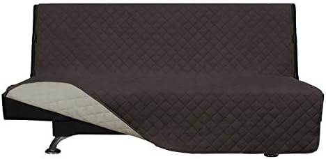 Greatime Sofa Covers,Slipcovers,Reversible Quilted Furniture Protector,Water Resistant,Improved Couch Shield with Elastic Straps,Anti-Slip Foams,Pet Kids,Children,Dogs(Futon, Black/Beige)