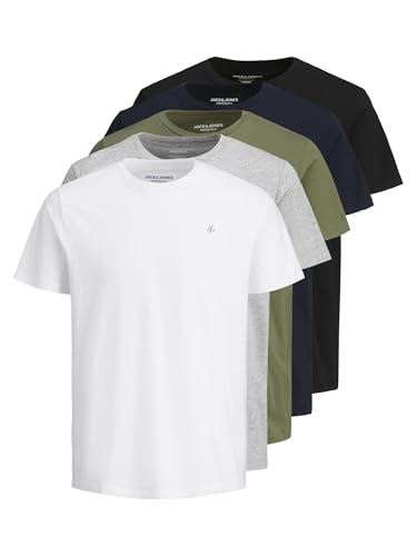 JACK & JONES Camiseta Hombre – Cuello Redondo, 100% Algodón Orgánico, Manga Corta, Ajuste Estándar, Cómoda y Transpirable, Ropa Casual