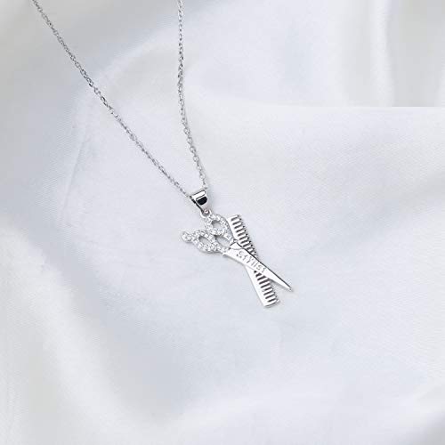 FUSTMW Hairstylist Gifts Scissor Necklace Comb Pendant Scissors Jewelry Stylist Cosmetology Hairdresser Gift - Thumbnail 2