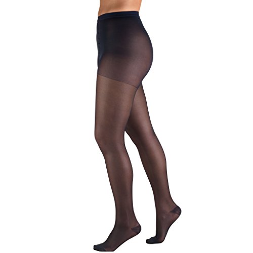 Image of Truform 15-20 mmHg Compression Pantyhose, Sheer 20 Denier Women's Shaping Tights, Navy, Medium