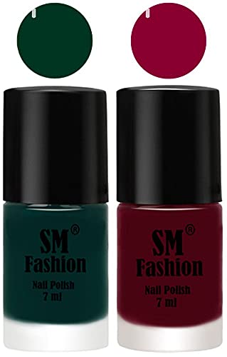 Image of Long Lasting Nail Polish | Nail Paint Combo 7 ml Each) - Set of 2 Dark Green-Boysenberry