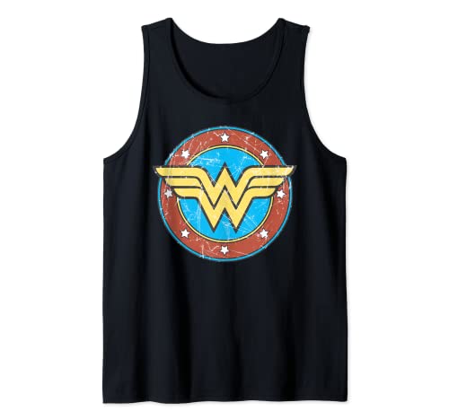 wonder woman tank - US DC Wonder Woman + Logo Circle Distressed 01 Tank Top