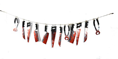Spooktacular Creations Halloween Party Decoration Set, Including Bloody Tablecover, Weapon Garland, Bloody Clings And Caution Tapes, 5 Piece #TOP2