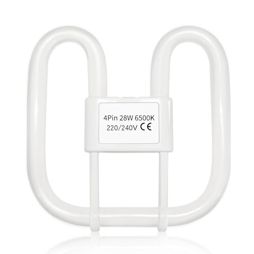 Akynite GR10q 4-Pin CFL Bulb 28W Daylight White 6500K, 2000LM, Compact Fluorescent 4 Pins Light Bulb, AC 220V, 1 Pack (fit for 28W Ballast)