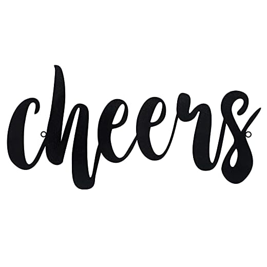 Cheers Wall Decor Cheers Sign Metal Bathroom Cheers Sign for Home, Office, Living Room Decoration, Black