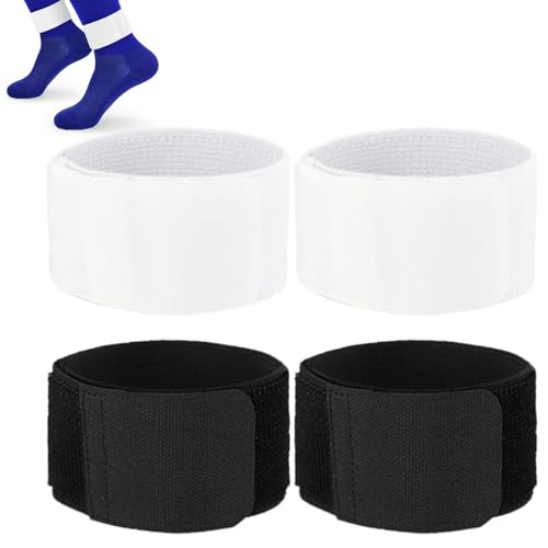 Correas para Espinilleras de Fútbol,Bandas de Sujeta de Espinilleras,Correa de Protección de Piernas Ajustable,Espinillera Deportiva Fijación de Cinta,Correa Elástica para Piernas 4 Piezas Tokaneit