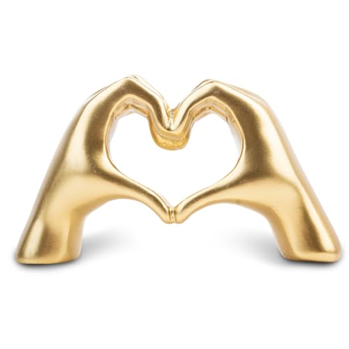 Dszemie Gold Ornaments For Living Room, Heart Hands Sculpture Bedroom Ornaments, Hand Love Gesture Statue Room Accessories, Loved Finger Sculpture Home Decoration Gifts For Women Men Girls Mom Bestie