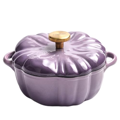Olla de horno holandés de calabaza de 1, 5 l con mango de tapa, olla de cocina Universal de calentamiento uniforme esmaltada antiadherente para cocinar estofado
