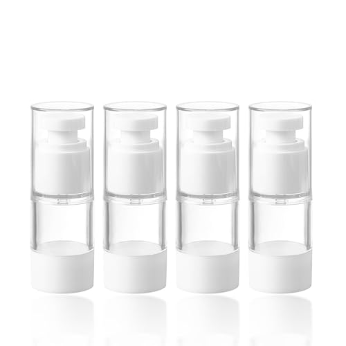 Vynsera 0.5 OZ/15ML Airless Pump Bottles, 4 Pack Lotion Dispenser Travel Size Pump Bottles, Vacuum Cosmetic Travel Bottle for Lotion, Creams, Foundation, Cosmetic