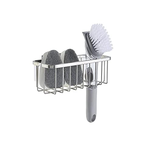 SunnyPoint NeverRust Deluxe Kitchen Sink Suction Holder for Sponges, Scrubbers, Soap, Kitchen, Bathroom, 304 Stainless Steel (Brushed Texture, 7.4 x 3.3 x 2.75 Inch)(Sponge & Brush NOT Included) Cover
