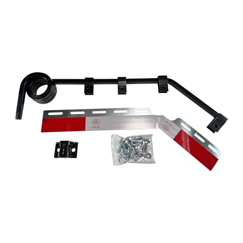 Image of Pair Angled Down Bar Type Truck Mud Flap Hangers Complete Kit 3 Coils, 0.640 inch Square Steel Arm with Reflector Plates and Hardware for Semi Trucks Trailers