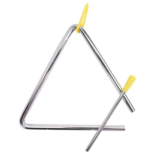 QHFalashbuy Instrumento Musical Triangular,6 Inch Triangulo Percusion Bateadore,Instrumento Triangular para Niños y Principiantes en La Música