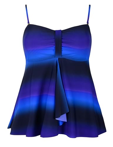 Image of Hilor Women's Flyaway Tankini Top Bandeau Swimsuit Flowy Bathing Suit Tummy Control Swimwear