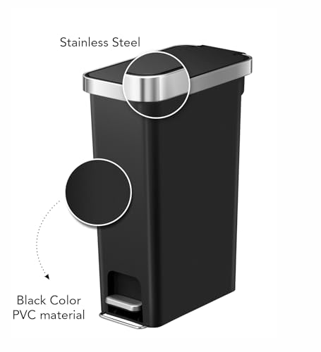 Image of Obsessions EKO 40L Plastic Step Bin with Pedal, Large Capacity Trash Can Ideal for Home, Kitchen and Office, Black