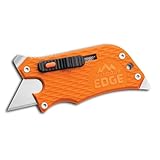 Outdoor Edge SlideWinder - ユーティリティナイフマルチツール 標準交換可能なカミソリブレード、スクリュードライバー、ボトルオープナー、ポケットクリップ、ロック式自動格納式ブレード付き(オレンジ)