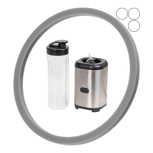 Ersatz Dichtringe 4 Stück aus Silikon in Grau kompatibel mit WMF Kult X Mix & Go Mini Smoothie Maker für Mixer und Trinkdeckel Standmixer Reparatur Dichtung Set Mixbehälter Deckel O-Ring Kit
