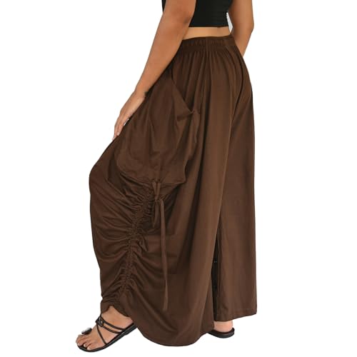 Sakoonee Women's Harem Pants Palazzo Dhoti Lounge Trousers, Convertible to a Skirt 2 Pockets Cotton, One Size, Elastic Waist3