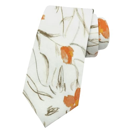 Image of Luckyvestir Mens Tie, Floral Neck Tie, Skinny Ties for Men 2.56'', Flower Printed Cotton Neck tie for Wedding Business Groom