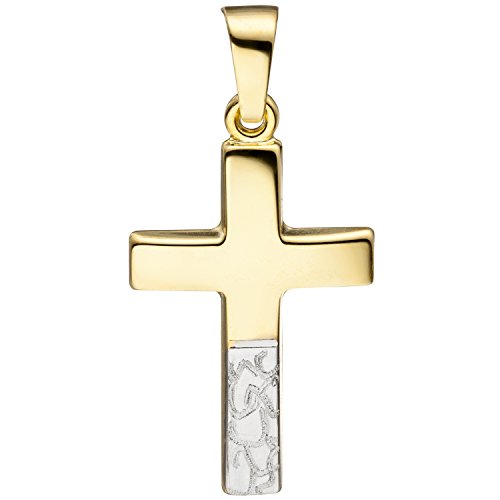 Jobo Damen-Anhänger Kreuz aus 8 Karat 333 Gold Bicolor