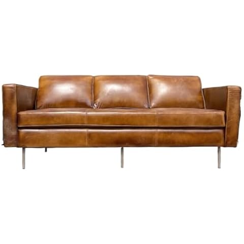 EWGFDEMN Large Leather Three-Seater Sofa, Brown Leather Sofa, Large Sofa, for Indoor Living Room, Office Suitable for Living Room, Apartment, Lounge Cover