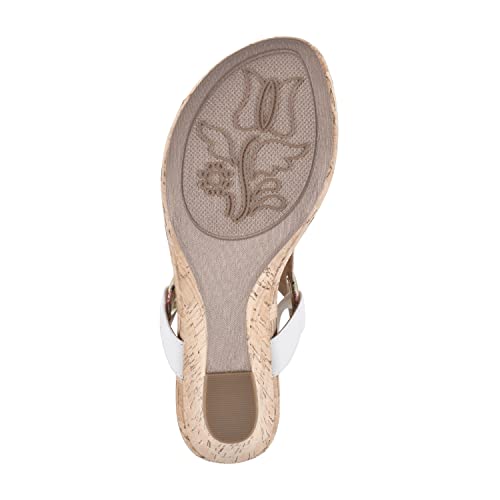 White Mountain Shoes Aida Women's Wedge Sandal, White/Floral/Smooth, 11 M #TOP6