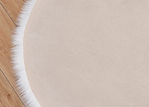 Round Faux Fur Sheepskin Rugs, Soft Shaggy Area Rug Home Decorative Bedroom Fluffy Carpet Rug, Diameter 4 Feet, White #TOP4