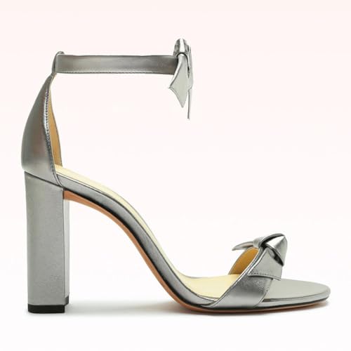 Bowknot Chunky Heels for Women Strappy High Heels Bow Tie Lace Up Open Toe Pumps Dress Bride Wedding Shoes2