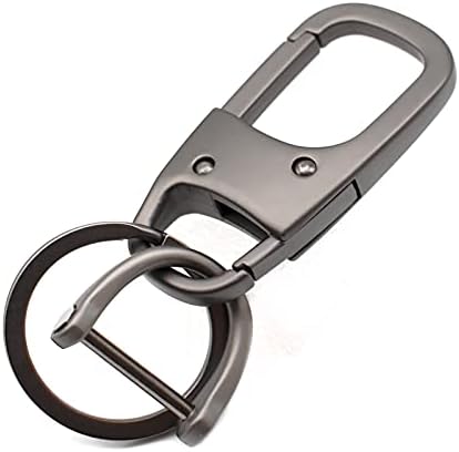MECHCOS Metal Keychain Car Fob Key Chain Holder Clip with Detachable Valet Key Ring & Anti-Lost D-Ring for Men and Women - Gunmetal