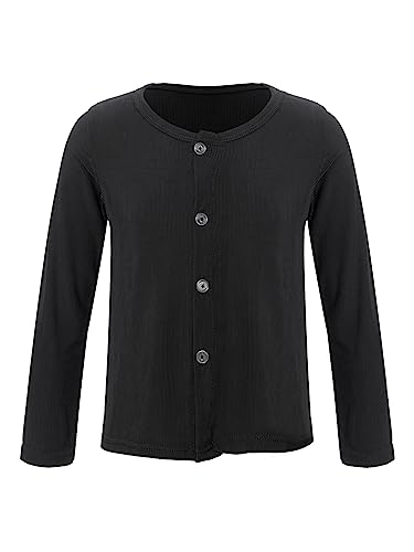 Jugaoge Kids Girls Long Sleeve Ribbed Cardigan Casual Button Shirts Workout Sport Tee Tops Sportswear