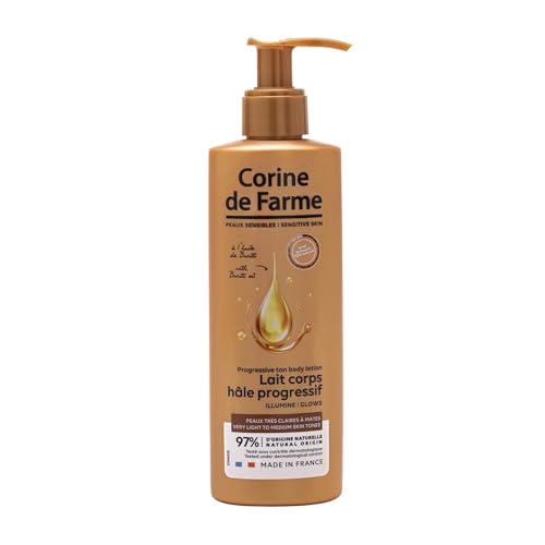 Corine de Farme - Leche hidratante DHA - Autobronceador natural progresivo - Mandíbula uniforme sin rayas - Enriquecido con aceite de Buriti - Hidratación instantánea - 150 ml