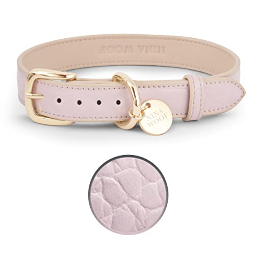 NINA WOOF Milan Leather Dog Collar - Luxury Padded Collar With Adjustable Buckle for Extra Small Small and Large Dogs - Lilac, Small