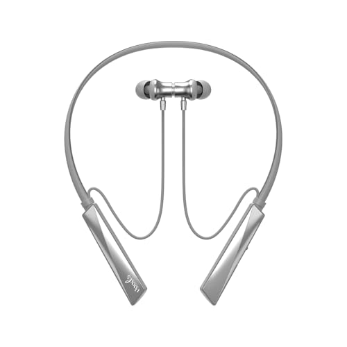 Voods Ultra Voice Changer Bluetooth Neckband, Wireless Earphones with 5 Voice Modes, 30H Battery, Magnetic Earbuds with Vibration Alert, Dual Pairing, Fast Charging, IPX6 Sweatproof (Grey)