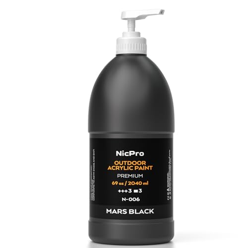 Nicpro Juego de pintura acrílica negra grande para exteriores (60 onzas, 2040 ml), suministros de pintura artística no tóxica, pintura multisuperficie para lienzo, madera, cuero, tela, piedra,