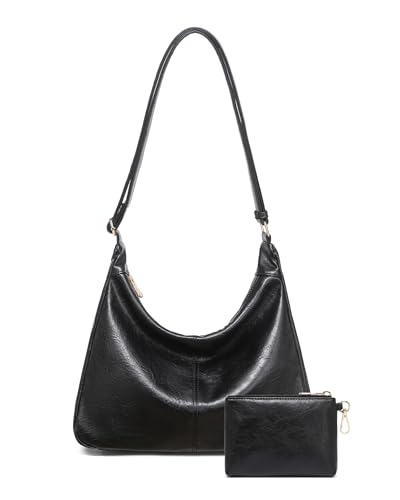 Hobo Bag for Women with Mini Purse Soft Vegan Leather Slouchy Shoulder Crossbody Handbag Tote