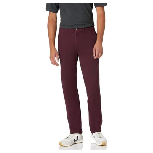 Amazon Essentials Pantalon extensible avec coupe athlétique pour homme, bordeaux, 28W x 28L