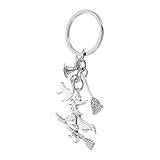 Ipetboom Llavero De Bruja Con Sombrero y Escoba Diseño Festivo De Halloween Accesorio Para Llaves De Casa Coche y Oficina Original Para Mujeres y Niñas
